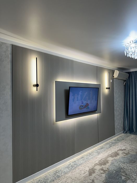 Установка гибкого мрамора и тв зон