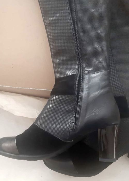 Дамски ботуши естествена кожа и велур