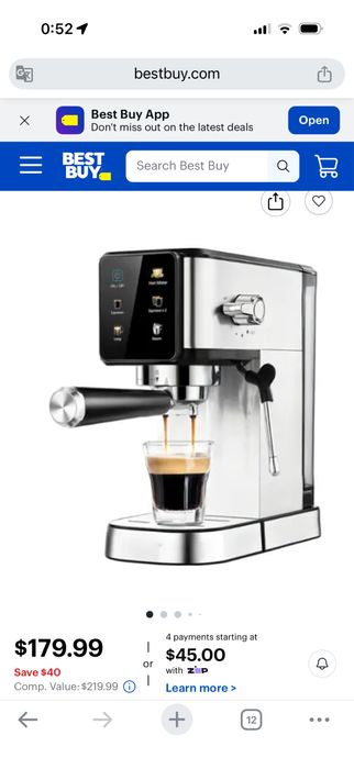 Капучино Еспресо машина 20 бара, сензорен екран, лате, капучино,