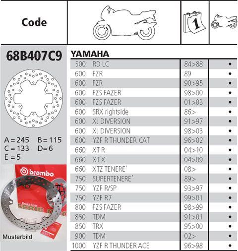 Disc Frana Spate Brembo Yamaha Tdm R1 Fzr Fzs Xt Xj Thundercat