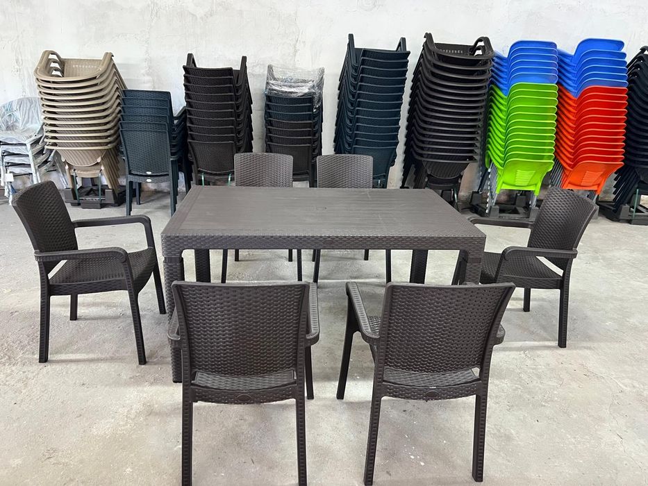 Супер здрав Градински комплект с6 стола и маса 90/150см