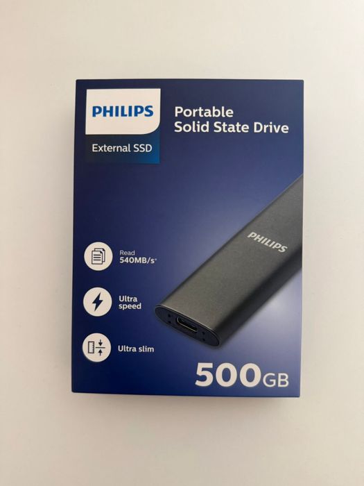 Vand SSD extern Philips 500GB, USB-C, 540MB/s, negru