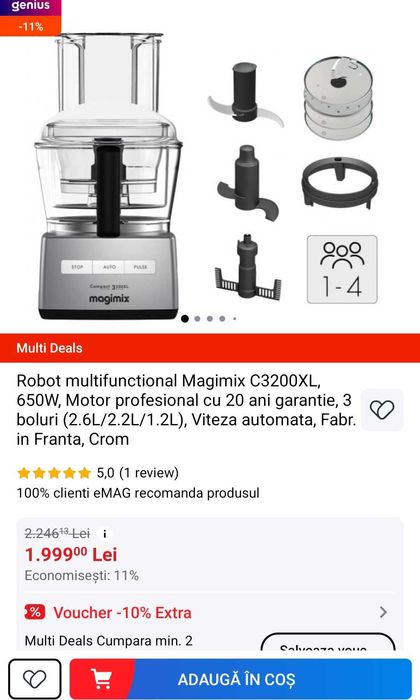 Robot multifunctional Magimix C3200XL, 650W, 3 boluri-neutilizat