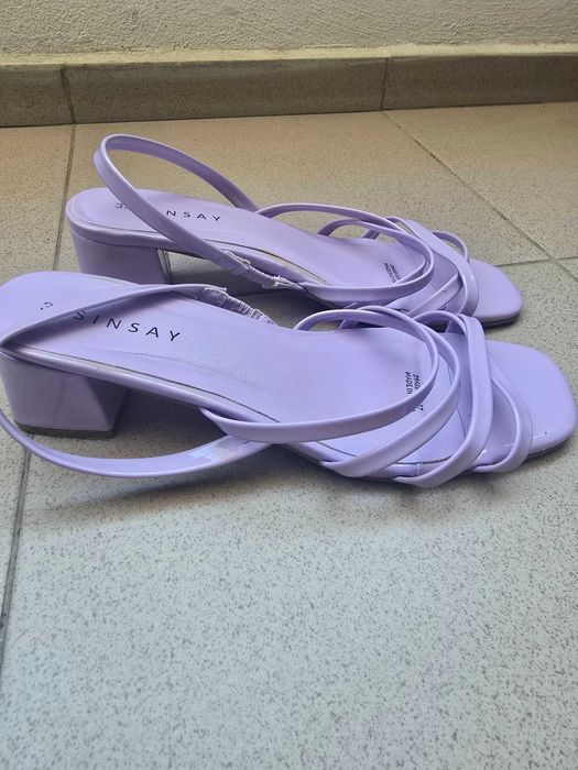 Бледолилави дамски сандали с удобен ток 4 сантиметра, 37 номер