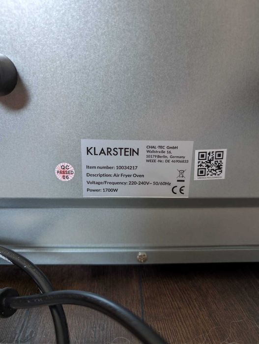 KLARSTEIN AeroVital Cube 1700W 14L Cuptor cu Convecție Aer Cald Negru