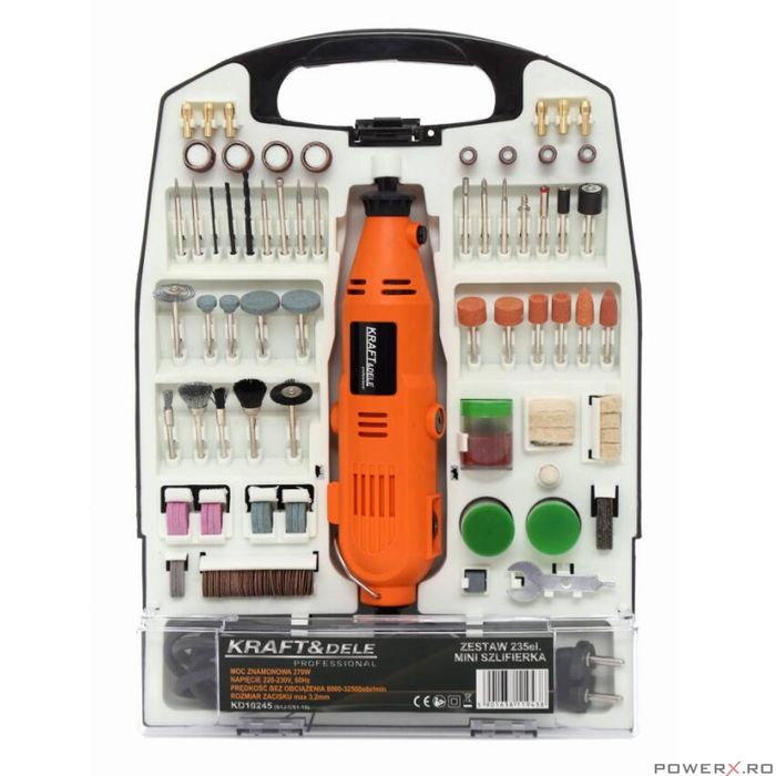 Mini polizor 270 W, biax 235 piese, 32500 rpm, Kraft