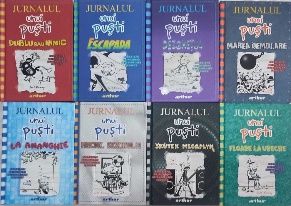 Vand carti pentru copii-Jurnalul unui Pusti (vol1-18),Ninja Kid (Vol 1-12 fara vol  8 si 10),Micutul Nicolas (4 volume) Capitanul Chilot (4 volume)