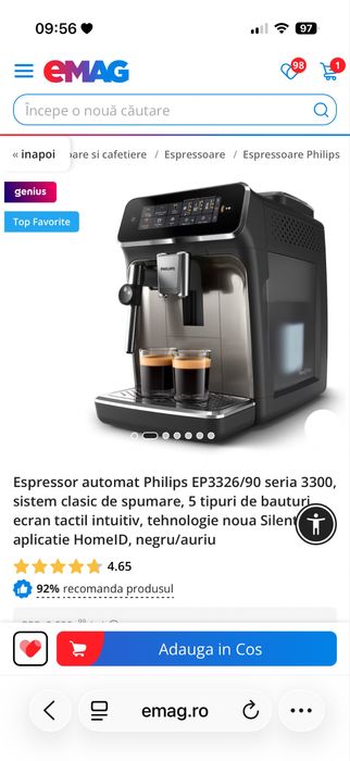 Espessor automat Philips EP3326/90 serie 3300