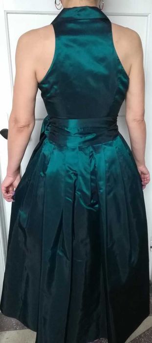 Rochie lunga tafta verde smarald ocazie