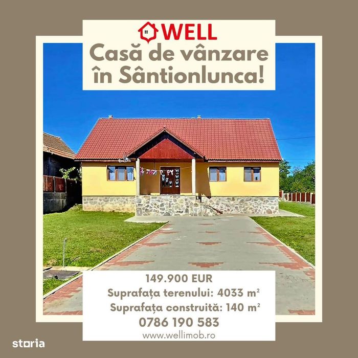Casă de vânzare în Sântionlunca!