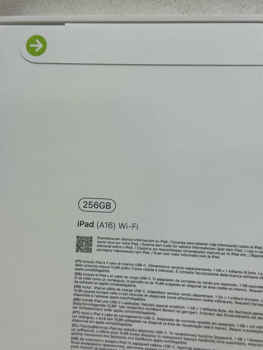 iPad A16 Wi-Fi 256gb sigilata !