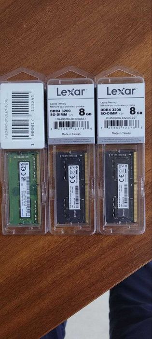 DDR4 3200 SO-DIMM 8gb 2 lexar 1 samsung noviy v upakovke