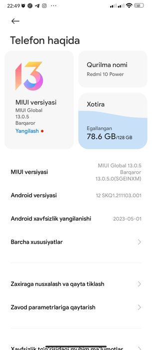 Redmi 10 pover kafolati bilan