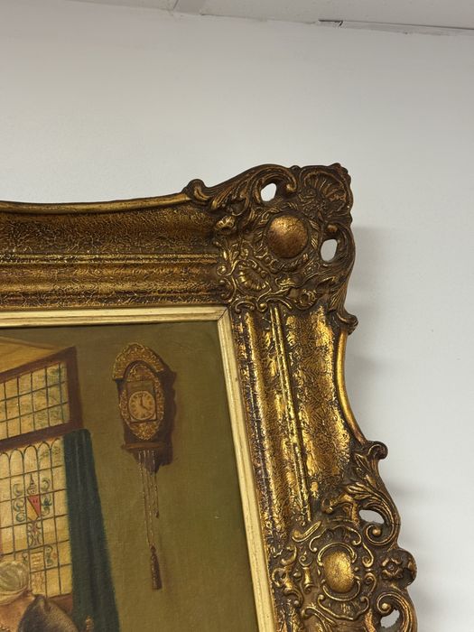 Tablou pictura in ulei pe panza - rama baroc aurie