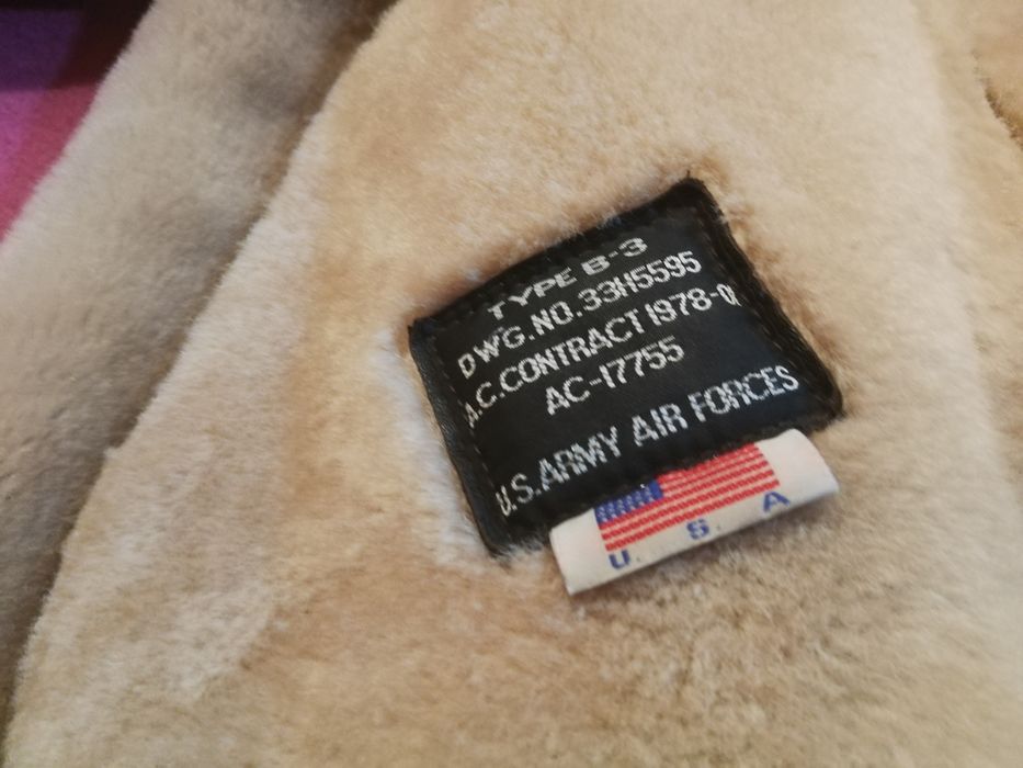 Cojoc Piele Blana U.S ARMY AIR FORCE USAF B-3 Pilot Aviator Bomber