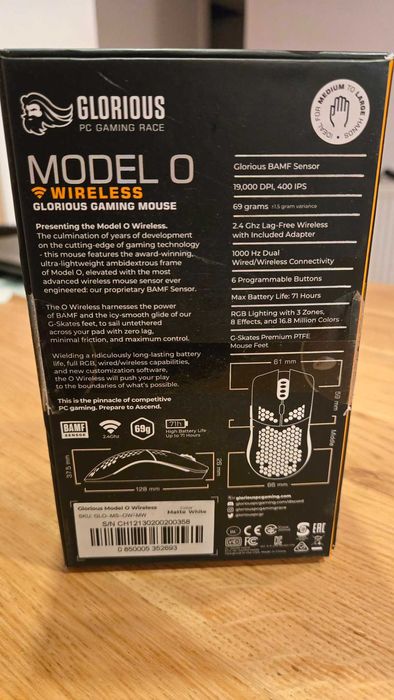 Mouse Gaming Wireless Glorious Model O Matte White – Stare Excelentă, Ca Nou