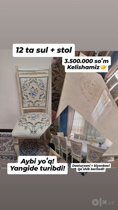 Stol + stul yangidek aybi yoʻq
