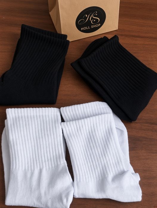 Носки HOLL SHOP. Плотные, длинная манжета. Чёрные и белые.