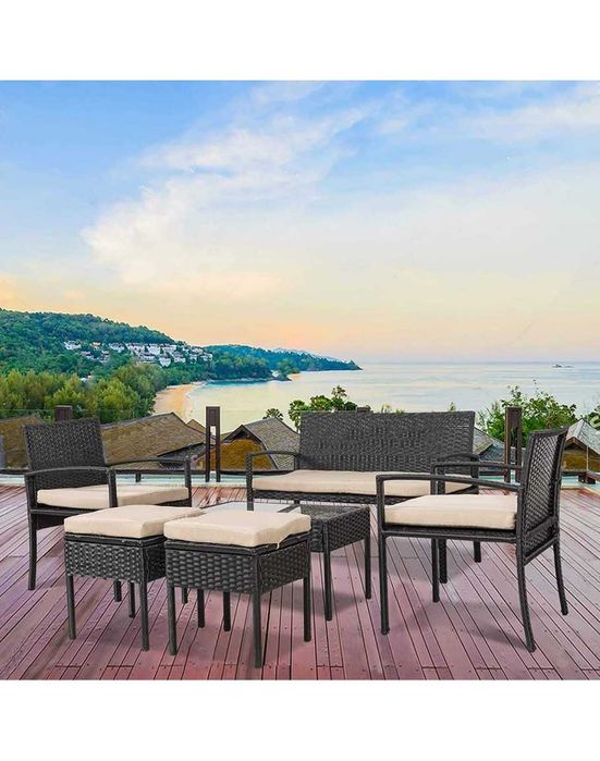 Градински комплект диван, два фотьойла, две табуретки и маса