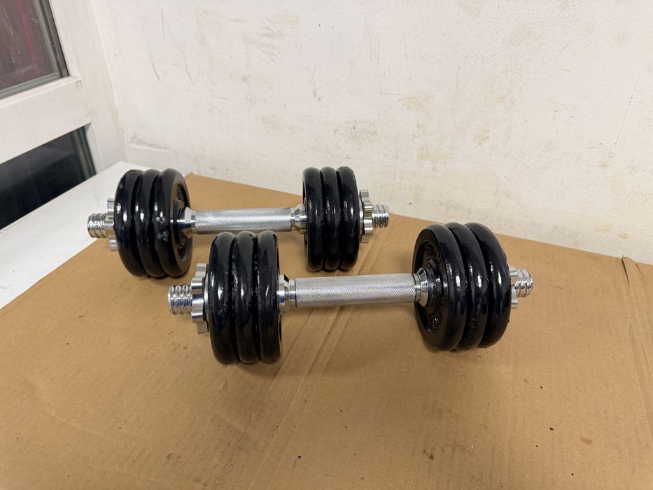 Gantere noi reglabile Otel crom profesionale 10+10 kg=20 kg 200 ron