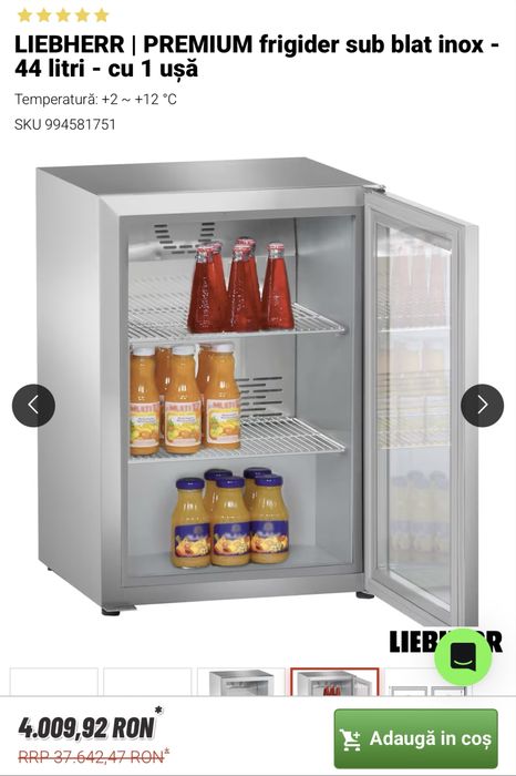 Mini frigider Red Bull original LIEBHERR - Iluminare LED - Răcește impecabil