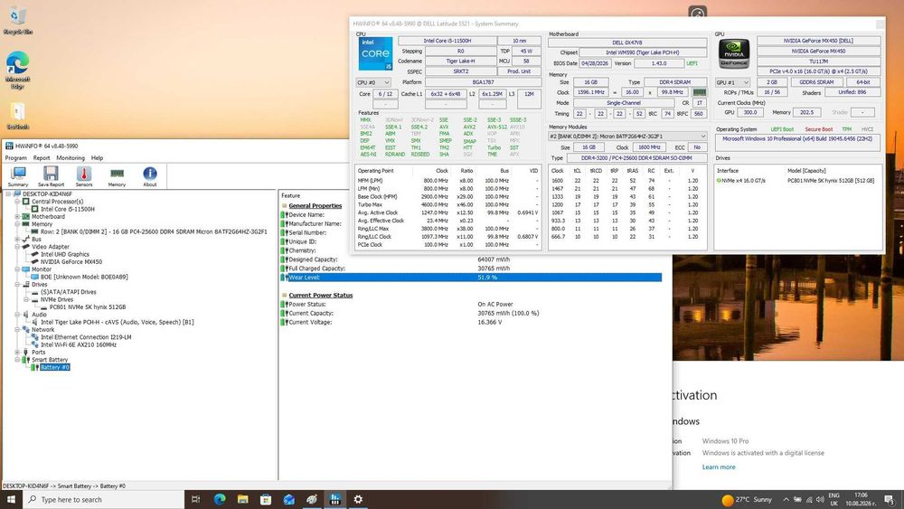 Dell Latitude 5521 FHD IPS i5-11500H/512GB/16GB/NVIDIA MX450 2GB