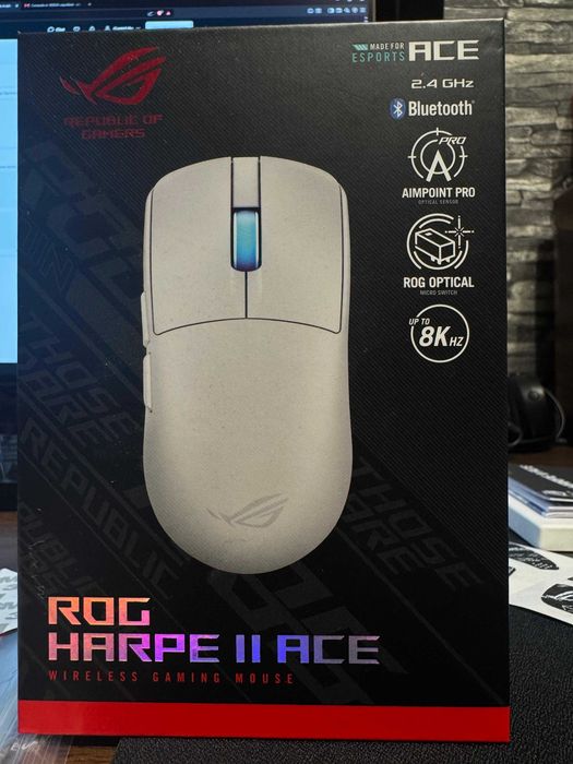 Mouse Gaming Wireless ASUS ROG HARPE II ACE, 42000DPI,8K Wireless Technology, 48g. Alb. Garantie.