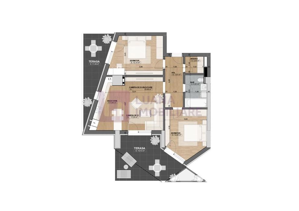 Apartament 3 camere premium de vanzare | Evo Doamna Stanca | 2 terase