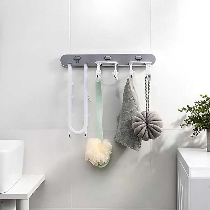 Самозалепваща се сгъваема стойка за сушене на дрехи с 24 щипки