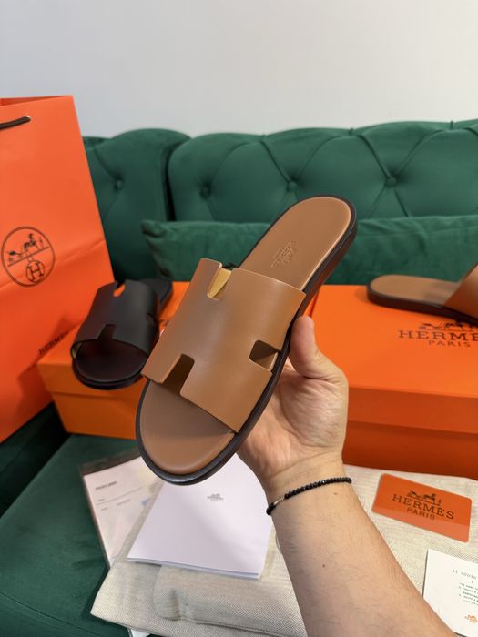 Sandale papuci Hermes piele naturala 100% Full Box colectie noua