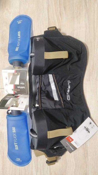 Пояс для бега с двумя мягкими флягами. Kalenji Trail Running belt.
