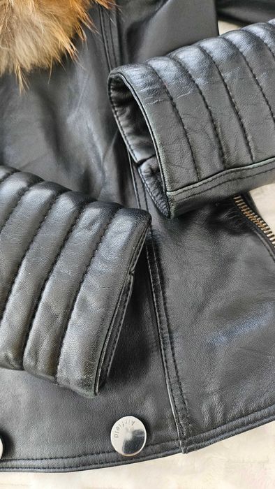 Яке от естествена кожа с богат пух
