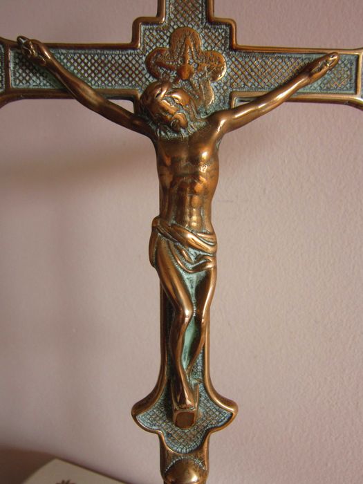 cadou deosebit rar alama aurita crucifix/cruce vintage colectie Franta