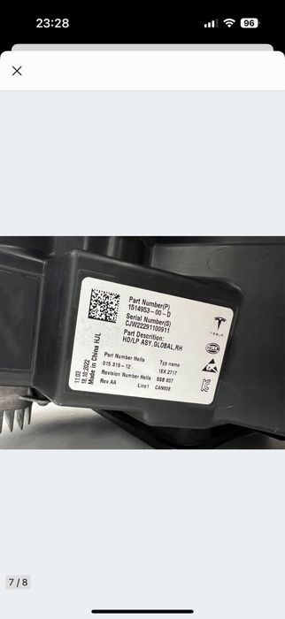 Far dreapta Tesla 3/Y full led