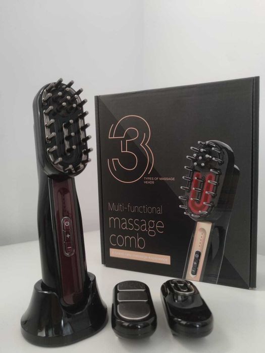 Perie NOUA de masaj scalp/fata/corp, 3 in 1, lumina rosie/albastra,EMS