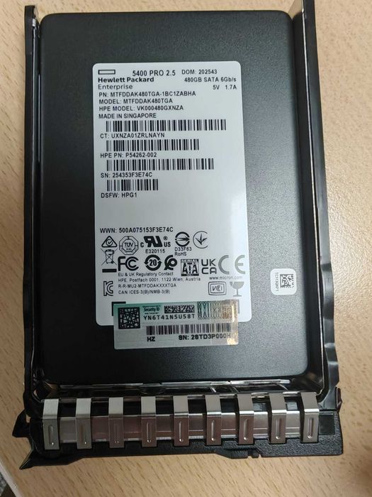 SSD HPE 480GB SATA 6G Read Intensive SFF (2.5in) P40497-B21