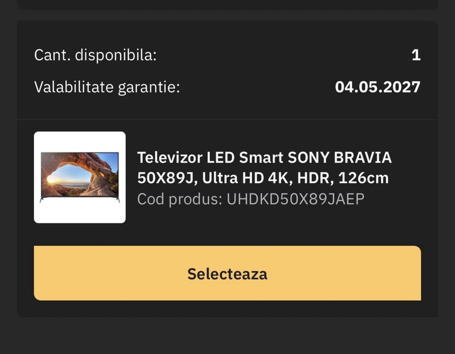 Sony 50X85J, 125cm, 120Hz,Smart Google TV, cu garantie.