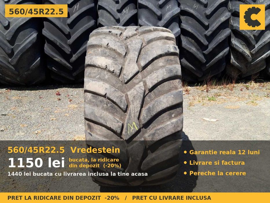 Cauciucuri Anvelope 560/45R22.5 560/45 R22.5 560/45-22.5 560 45 22.5 56045225 Vredestein Remorca Implement Flotatie SH Second Hand REDUCERE Oferta