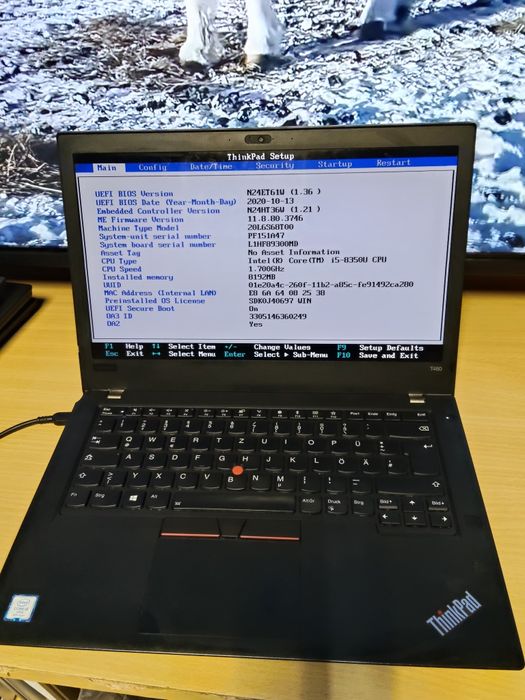 Lenovo T480 i5-8350u fără RAM,ssd ,baterii și chargere