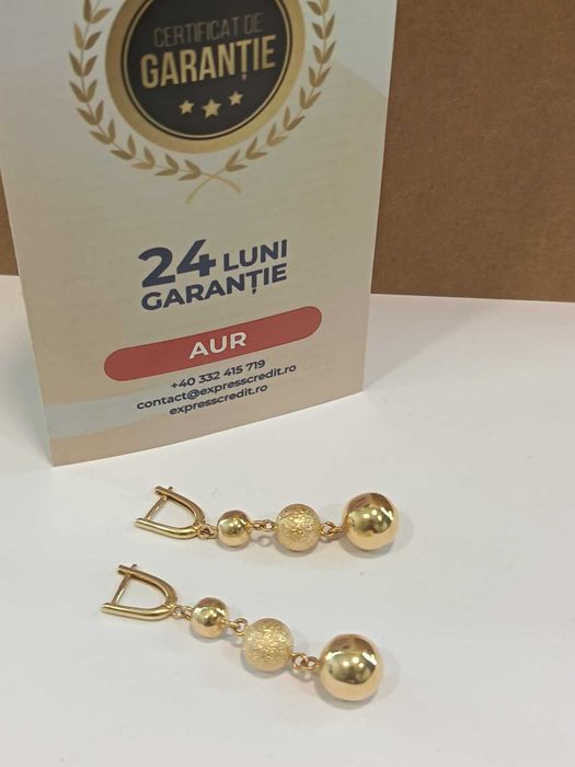(AG41) Cercei aur, 14k B7840 - Certificat de garantie!