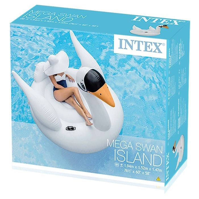 Saltea gonflabila lebada MEGA SWAN ISLAND, pompa de umflat GRATIS