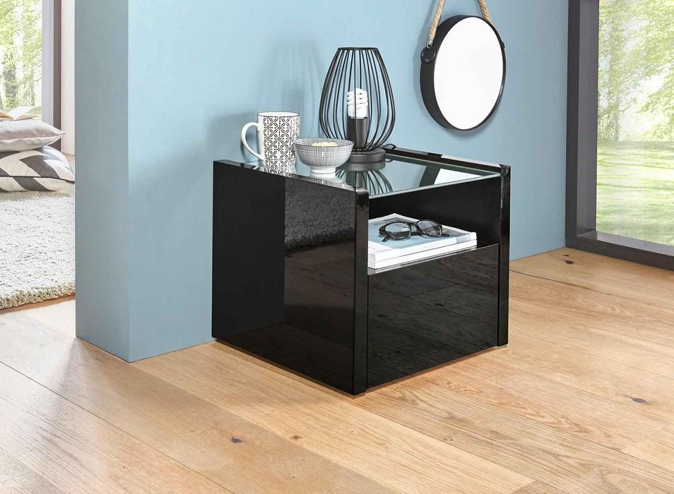 Set doua noptiere( negru lucios)