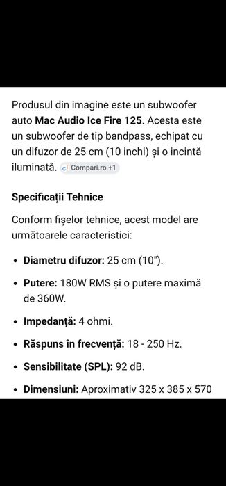 Subwoofer auto și 2 difuzoare de 320w (3 Piese)