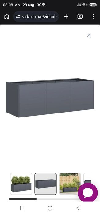Jardinieră antracit 120x40x40 cm oțel laminat la rece