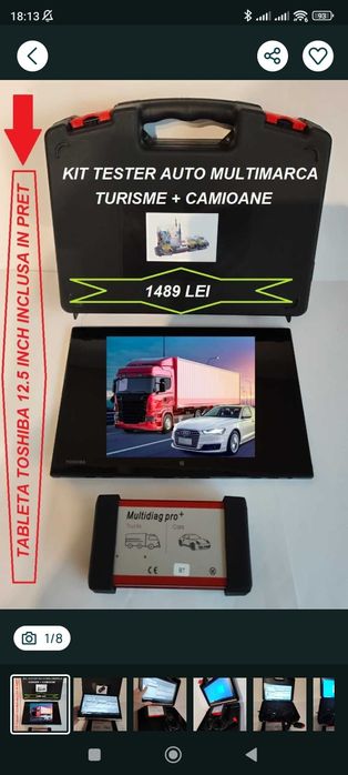 Kit Tester Auto Multidiag Bluetooth Turisme, Autoutilitare, Camioane