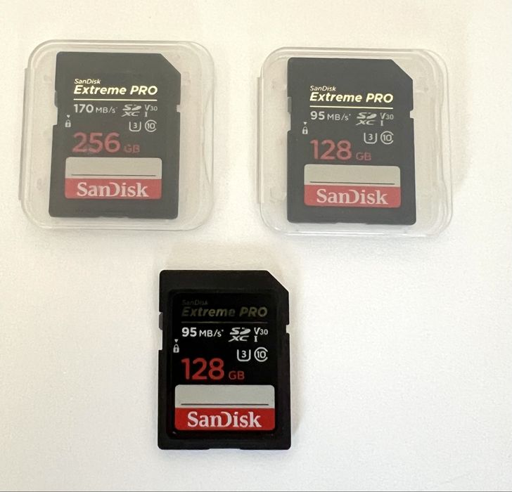 SanDisk Extreme Pro 128 GB / 256 GB + Ultra Micro 200 GB (nefolosite, stare perfectă)