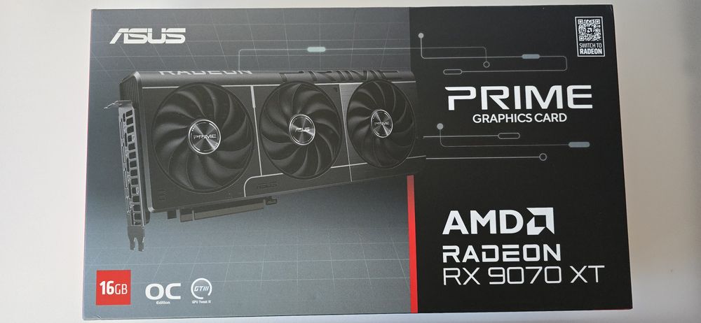 Видео карта Asus Prime RX 9070 XT, 16GB GDDR6 AMD Radeon чисто нова