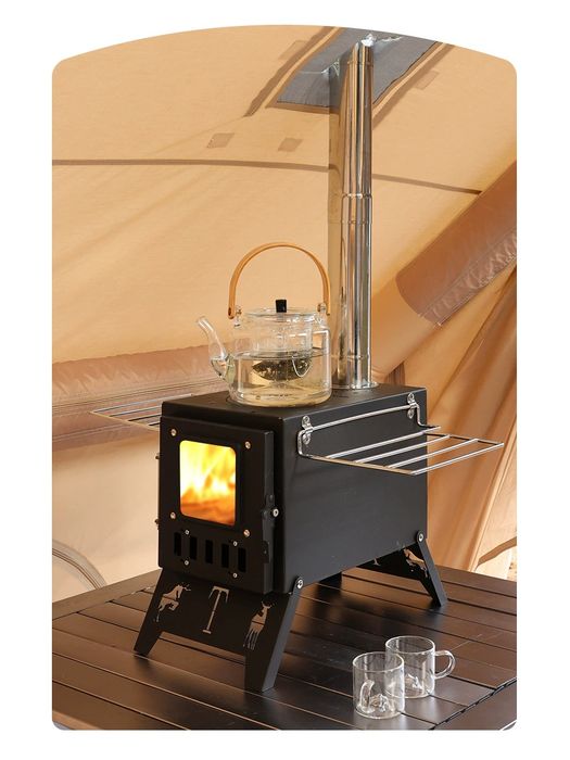 Туристическая походная печь с трубой и складными ножками модель ZM30