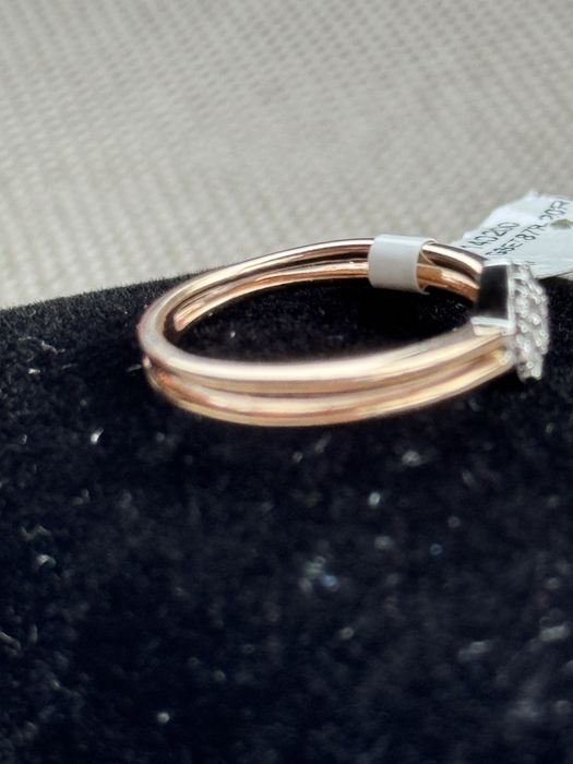 Inel aur roz 14kt 2.86gr + diamant natural 0.2kt wp1