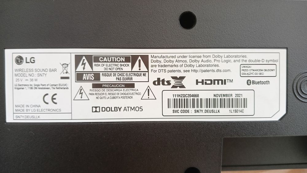 Soundbar LG SN7Y 380W,ca nou